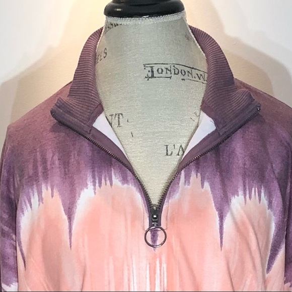 Ideology Performance Cropped Tie-Dye Sweat shirt w/ Zipper  Sz L - Picture 5 of 8